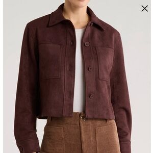 Tahari Burgundy faux suede jacket blazer- size medium